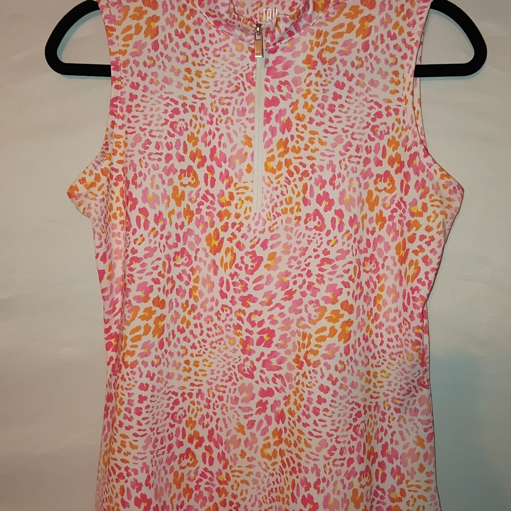 Tail Pink and Orange Print Sleeveless Zip Golf Top